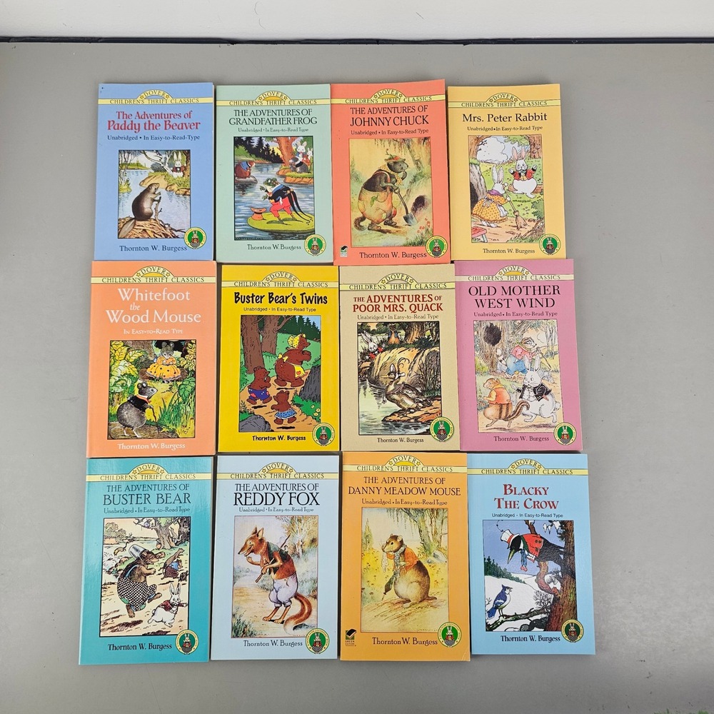 Thornton W Burgess 12 Book Lot Dover Childrens Thrift Classics Easy To Read Type